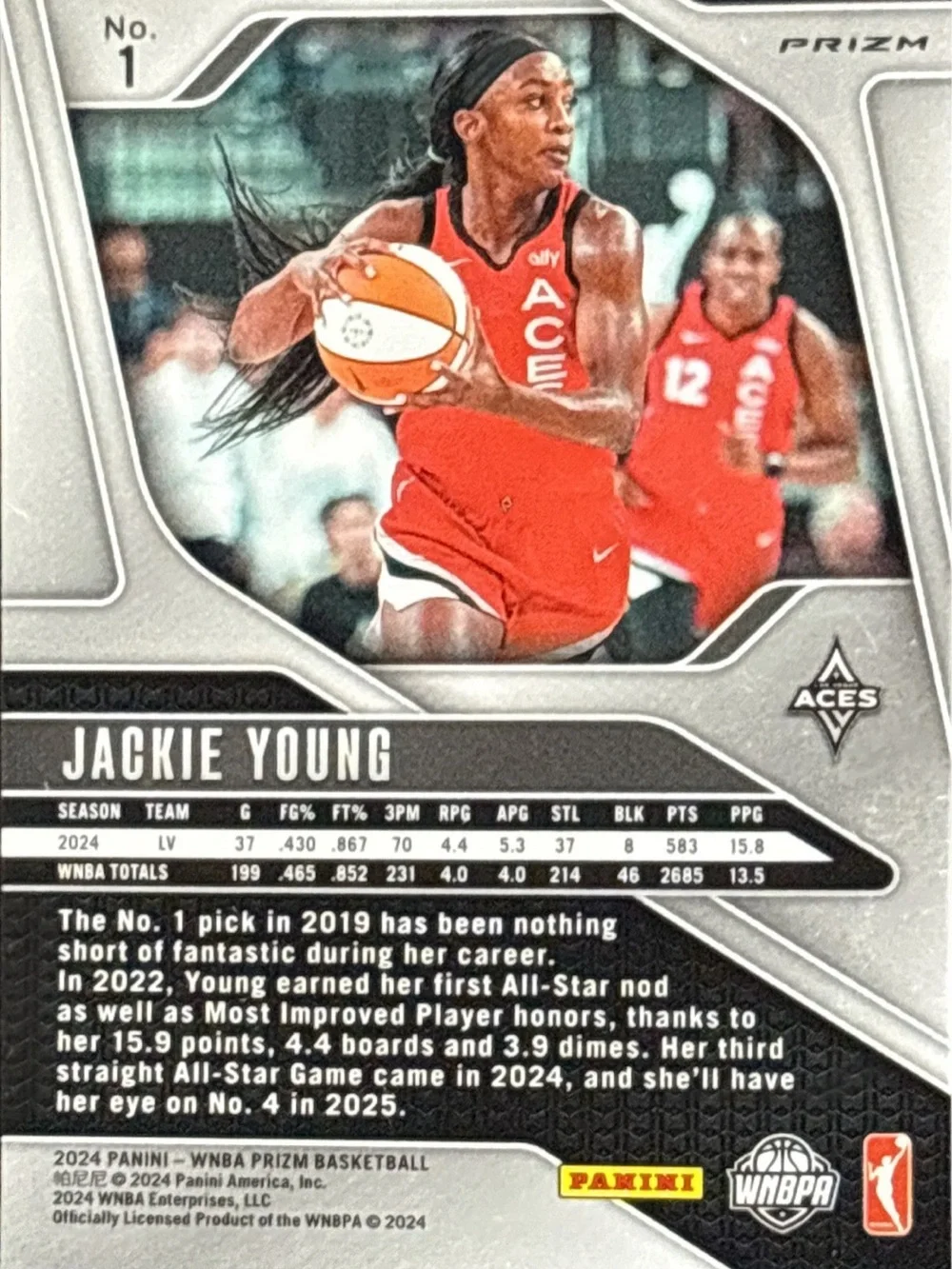 Panini Prizm Las Vegas Aces Basketball Jackie Young Card